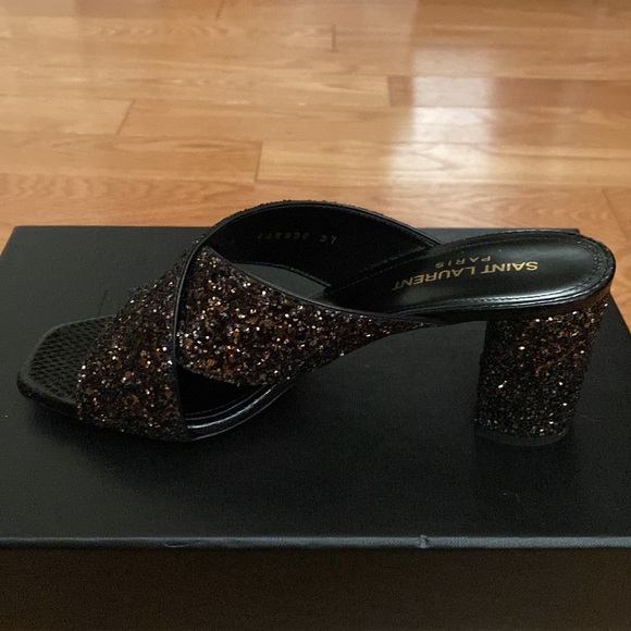 Saint Laurent black glitter sandals - Picture 4 of 7